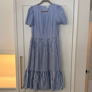 J. Crew Blue and White Striped Dress